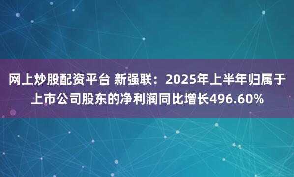 网上炒股配资平台 新强联：2025年上半年归属于上市公司股东的净利润同比增长496.60%